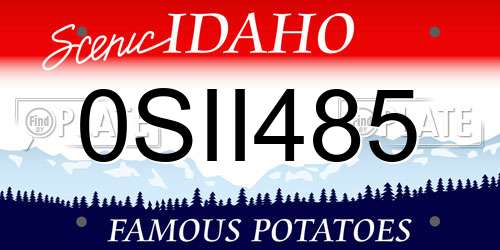 0SII485 Idaho License Plate