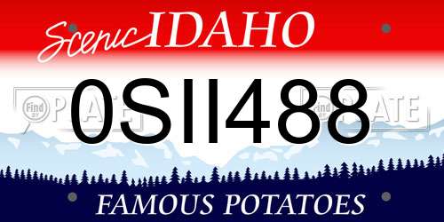 0SII488 Idaho License Plate