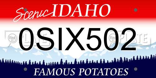 0SIX502 Idaho License Plate