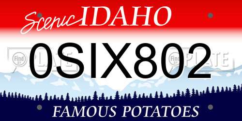 0SIX802 Idaho License Plate