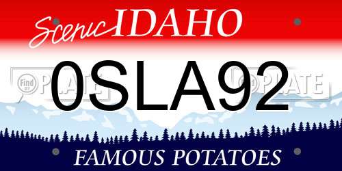 0SLA92 Idaho License Plate