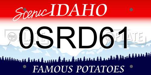 0SRD61 Idaho License Plate