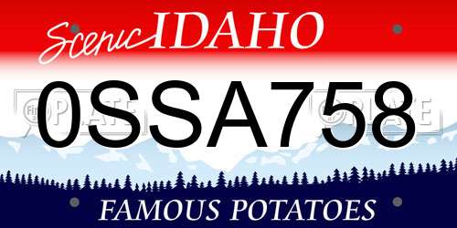 0SSA758 Idaho License Plate