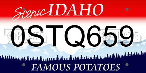 0STQ659 Idaho License Plate