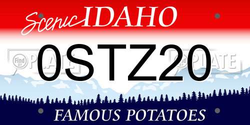 0STZ20 Idaho License Plate