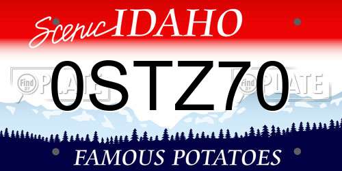 0STZ70 Idaho License Plate