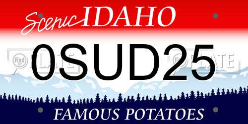 0SUD25 Idaho License Plate