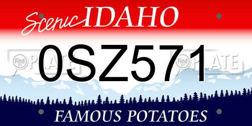 0SZ571 Idaho License Plate