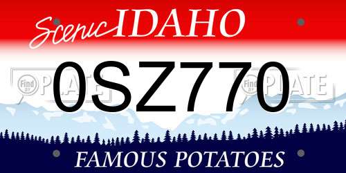 0SZ770 Idaho License Plate