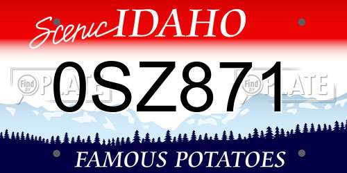 0SZ871 Idaho License Plate