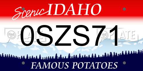 0SZS71 Idaho License Plate