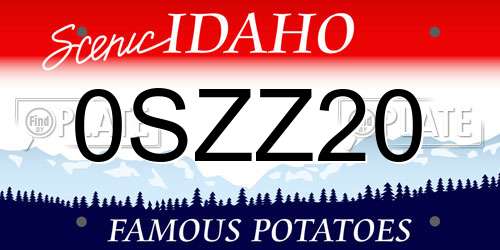 0SZZ20 Idaho License Plate
