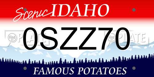 0SZZ70 Idaho License Plate