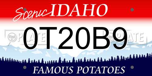 0T20B9 Idaho License Plate