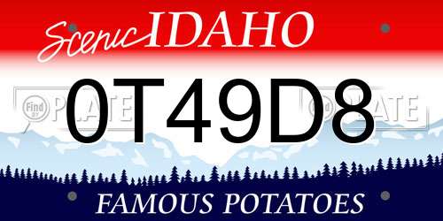 0T49D8 Idaho License Plate