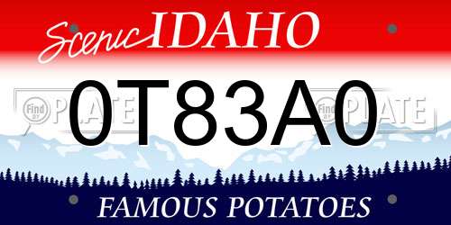 0T83A0 Idaho License Plate