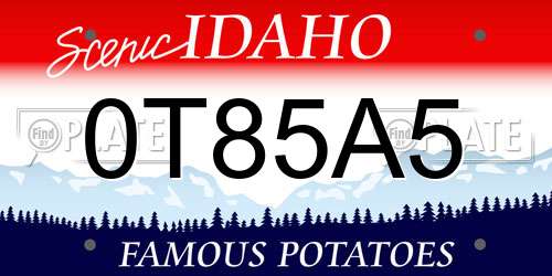 0T85A5 Idaho License Plate