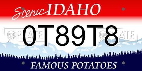 0T89T8 Idaho License Plate