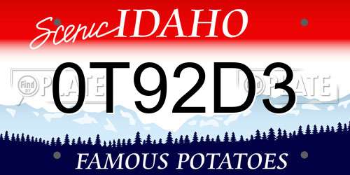 0T92D3 Idaho License Plate