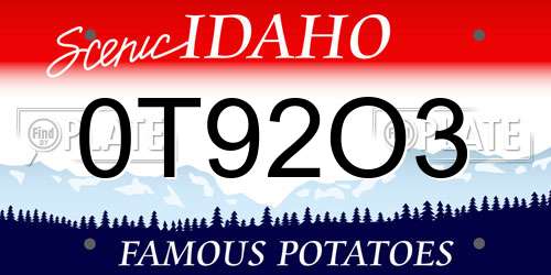 0T92O3 Idaho License Plate