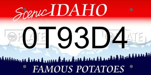 0T93D4 Idaho License Plate