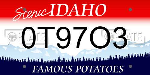 0T97O3 Idaho License Plate