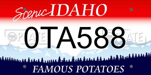0TA588 Idaho License Plate