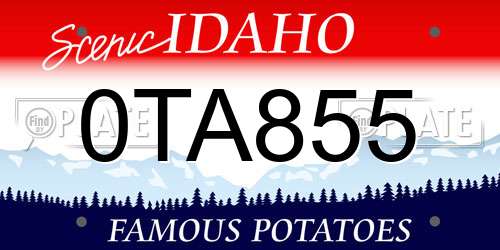 0TA855 Idaho License Plate