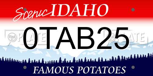 0TAB25 Idaho License Plate