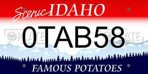 0TAB58 Idaho License Plate