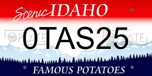 0TAS25 Idaho License Plate