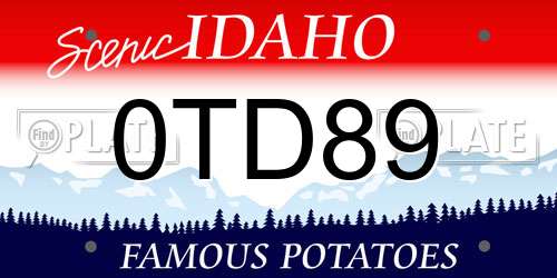 0TD89 Idaho License Plate