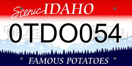 0TDO054 Idaho License Plate