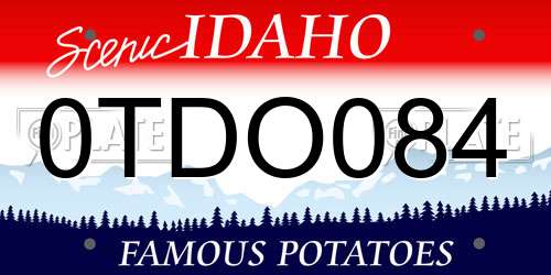 0TDO084 Idaho License Plate