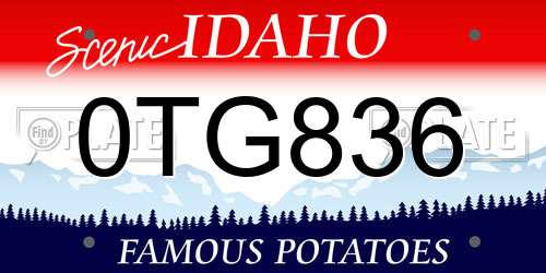 0TG836 Idaho License Plate