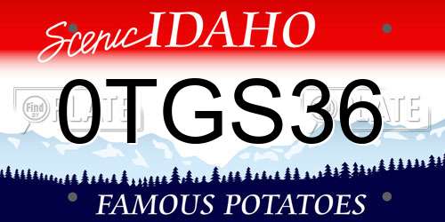 0TGS36 Idaho License Plate