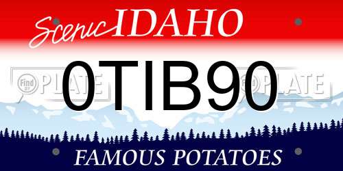 0TIB90 Idaho License Plate