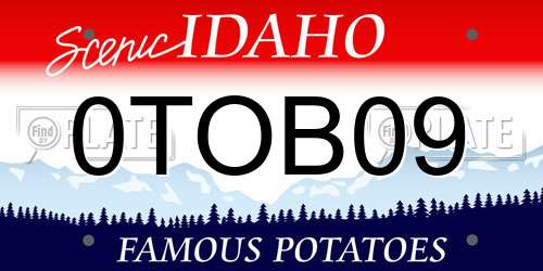 0TOB09 Idaho License Plate