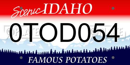 0TOD054 Idaho License Plate
