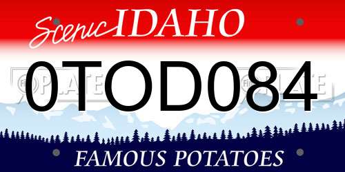 0TOD084 Idaho License Plate