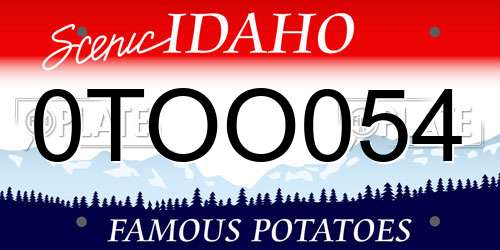 0TOO054 Idaho License Plate