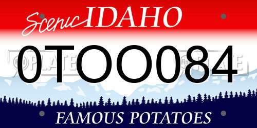 0TOO084 Idaho License Plate