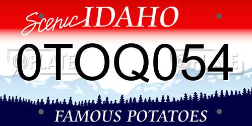 0TOQ054 Idaho License Plate
