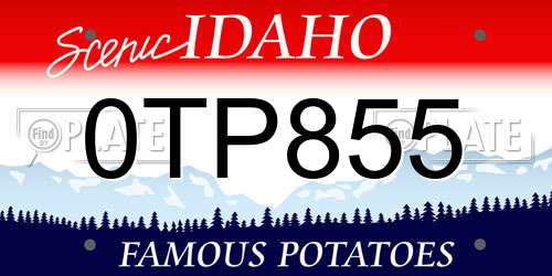 0TP855 Idaho License Plate