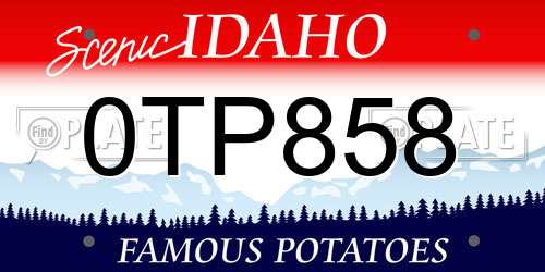 0TP858 Idaho License Plate