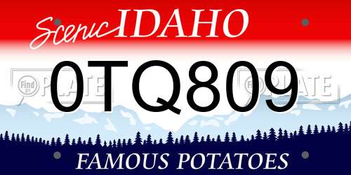 0TQ809 Idaho License Plate