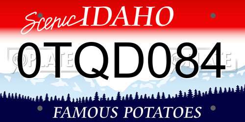0TQD084 Idaho License Plate