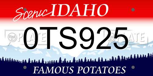 0TS925 Idaho License Plate