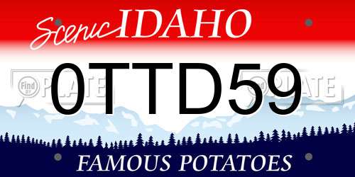 0TTD59 Idaho License Plate