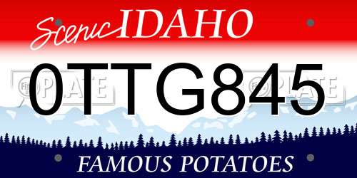 0TTG845 Idaho License Plate